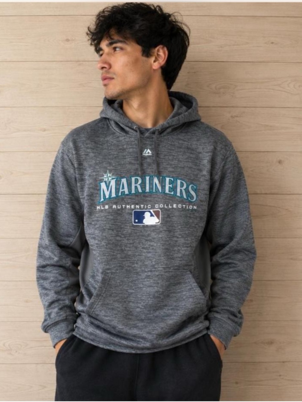 Majestic Seattle Mariners Heather Gray Hooded Pullover